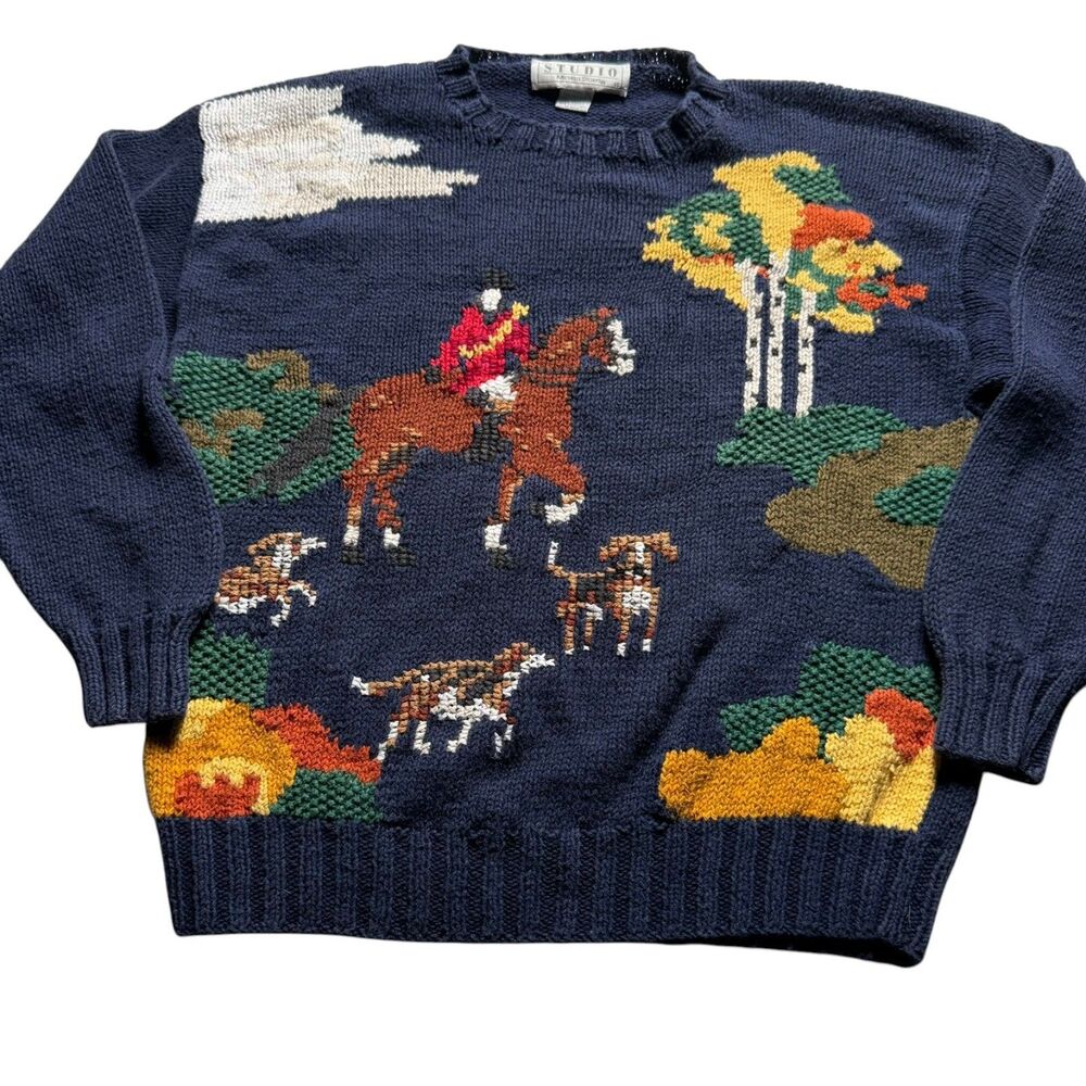 Vintage 80s/90s Studio Michele Stuart Western Sweater Women’s M Ramie Cotton